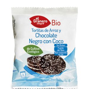 Tortitas de Arroz con Chocolate Negro y Coco Bio, 33 g