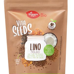 Vitaseeds Lino Molido Con Trigo Sarraceno, Nibs de Cacao y Almendras Bio, 200 g