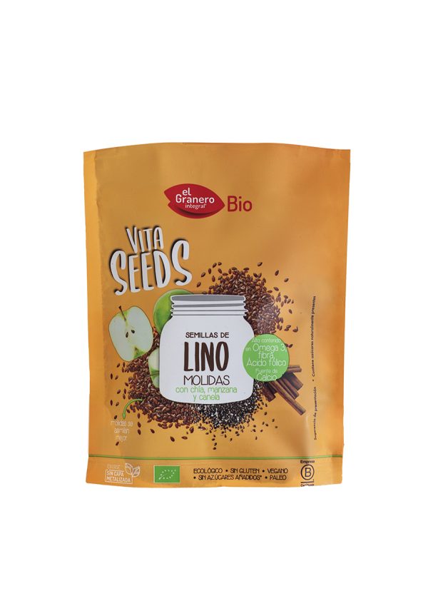 Vitaseeds Semillas de Lino, Chía. Manzana y Canela Bio, 200 g