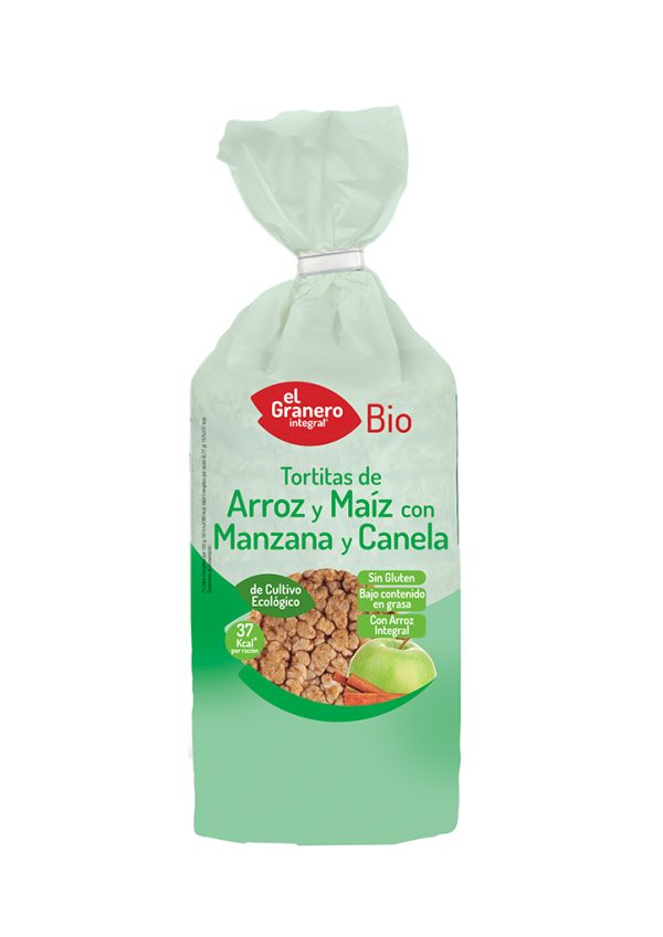 Tortitas de Arroz y Maíz con Manzana y Canela Bio, 127 g
