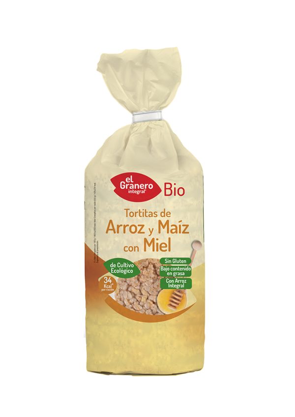 Tortita de Arroz y Maíz con Miel Bio, 125 g